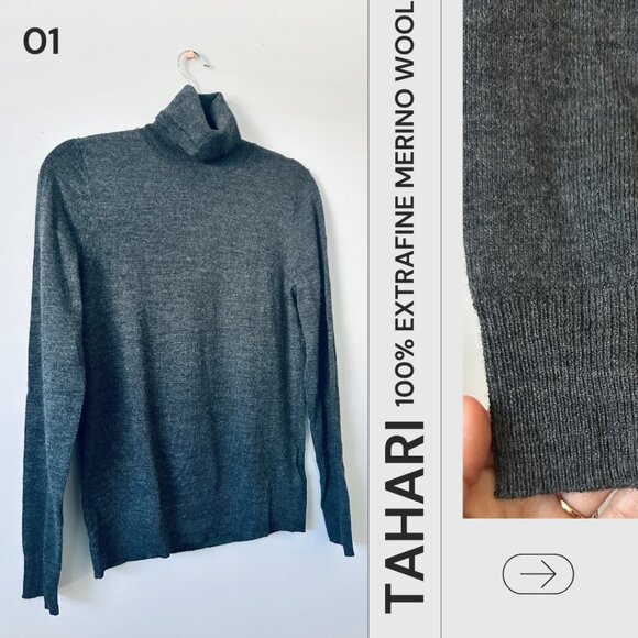 Tahari Size S Turtleneck Sweater – 100% Extrafine Merino Wool - Picture 6 of 8